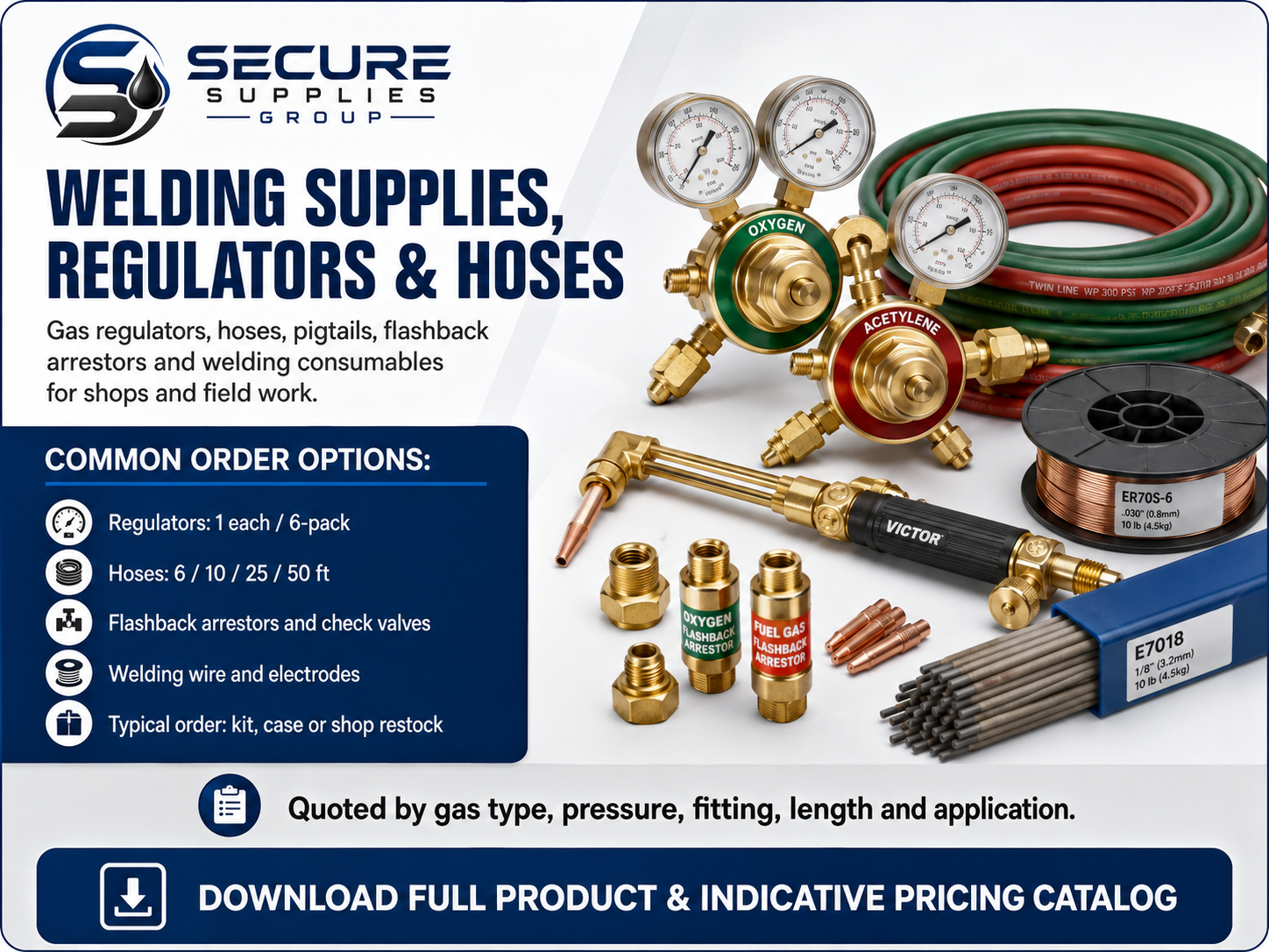 Welding supplies, regulators, and hoses